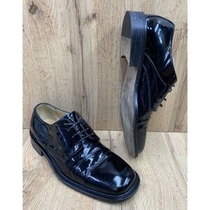 Johnston & Murpy E-Collection Derby Patent Leather Shoes Black Plain Toe 9 M